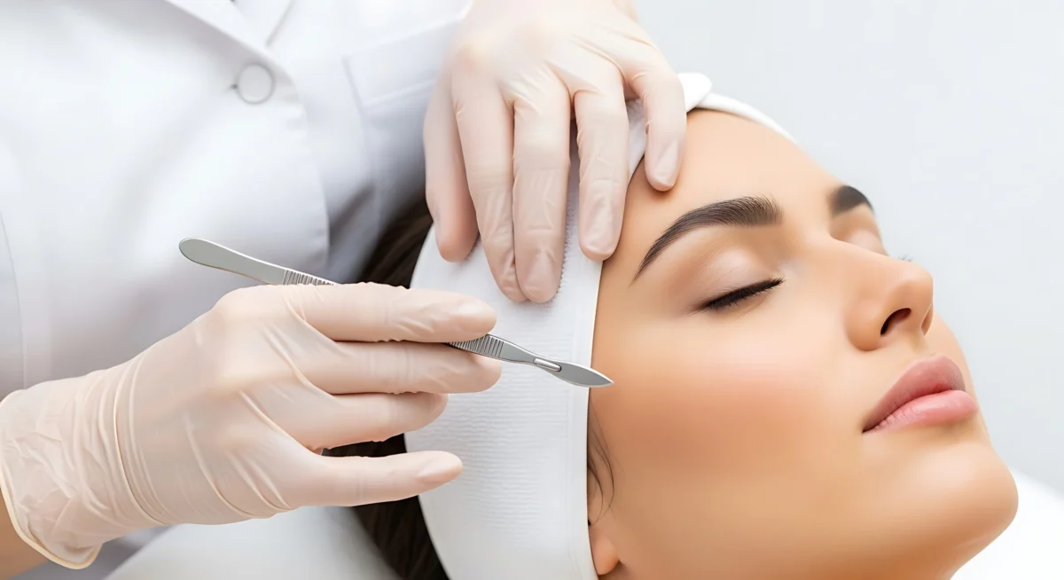 Woman receiving dermaplaning treatment in Wakefield, MA | Infinite Beauty Med Spa